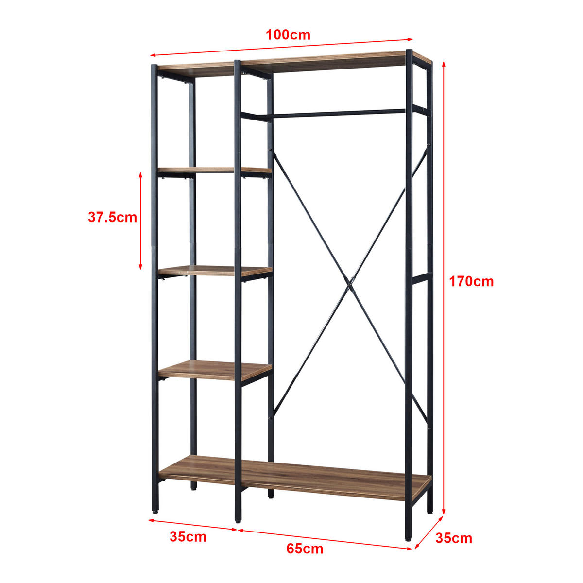 GARDEROBENSTÄNDER Hvidovre - Schwarz, Metall (100/170/35cm) - [en.casa]