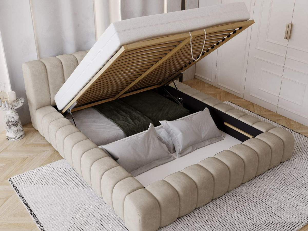 POLSTERBETT Italia 140x200 Beige - Beige, Textil (140/200cm) - Graingold