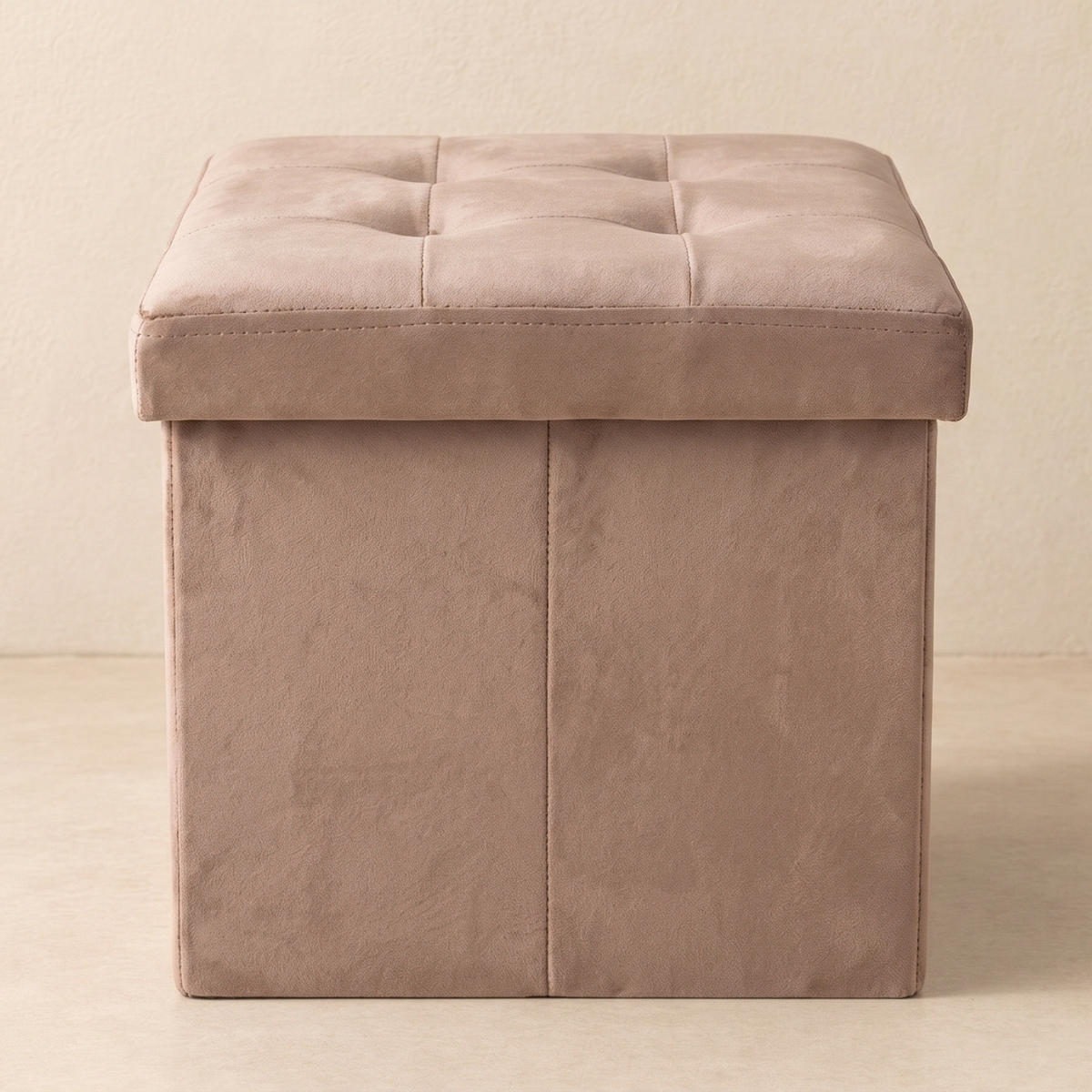 SAMT-POUF mit Stauraum 38/38/38 cm - Braun, Textil (38/38/38cm) - SCENA LIVING