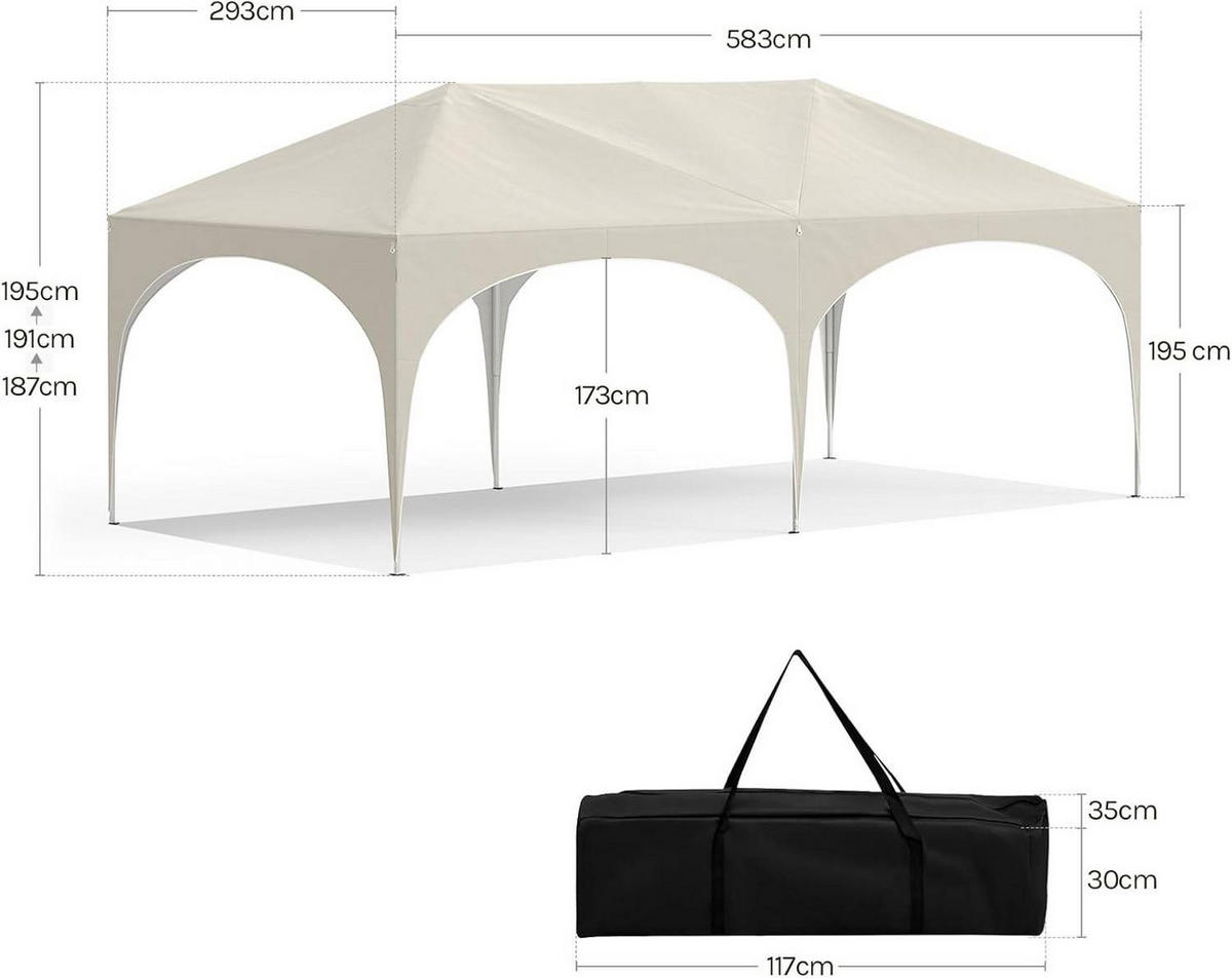 PAVILLON, Faltpavillon 3x6 m, mit 6 Seitenwänden, Grün - Beige, Metall (300/250/600cm) - Woltu