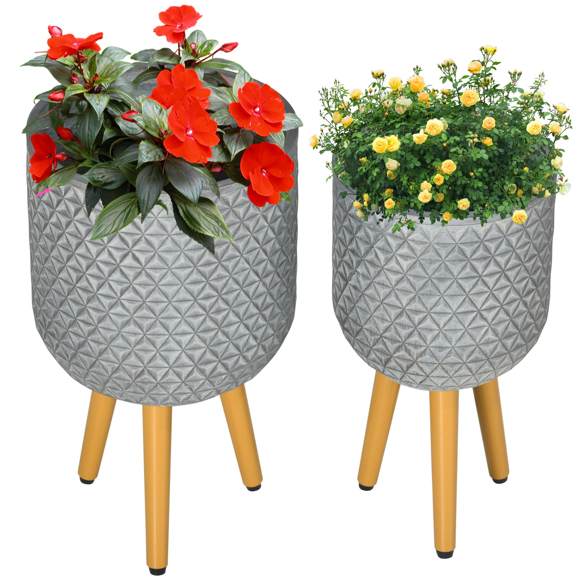 BLUMENTÖPFE, für Innen- und Außenbereich, MgO, Grau - Grau, Kunststoff (52cm) - Outsunny