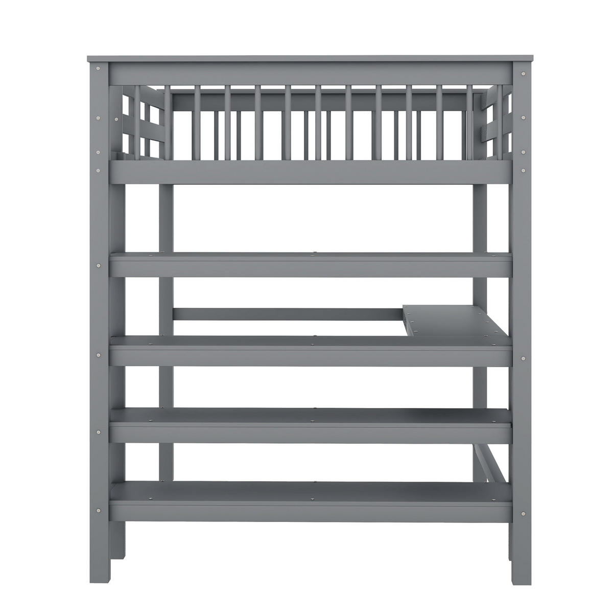 HOCHBETT 140/200 cm Grau aus Kiefernholz mit Schreibtisch und Ablagefächern - Grau, Holz (140/200cm) - OKMYHOME