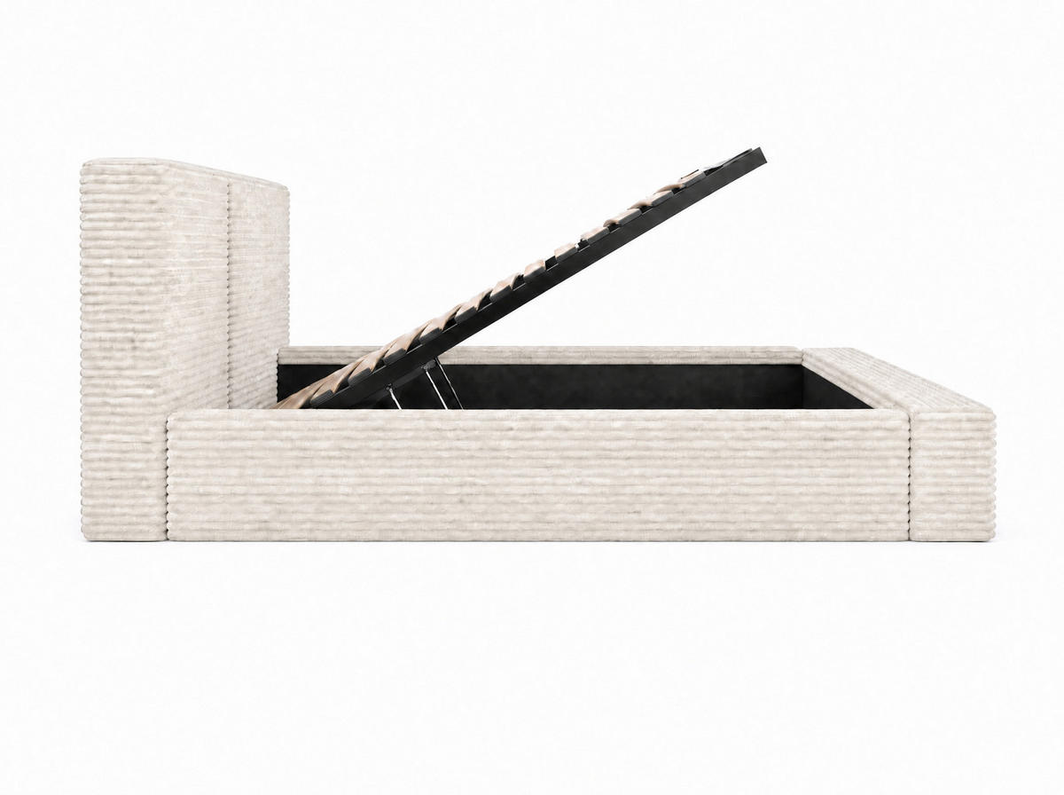 POLSTERBETT Nara Cream 200/200 cm mit Bettkasten - Beige, Textil/Metall (200/200cm) - wonello