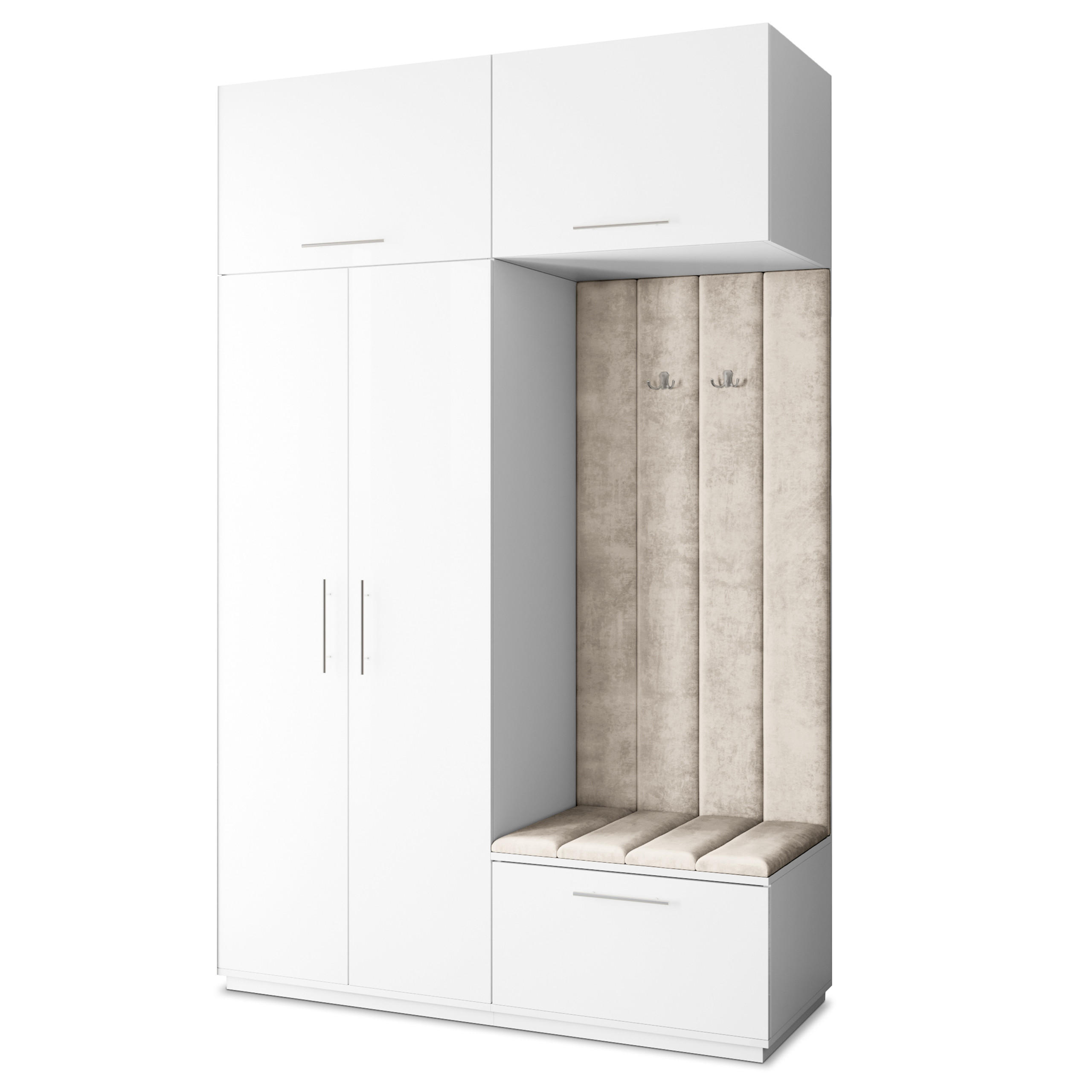 Masseno Garderobenschrank Weiß, Beige 150x240x60 cm