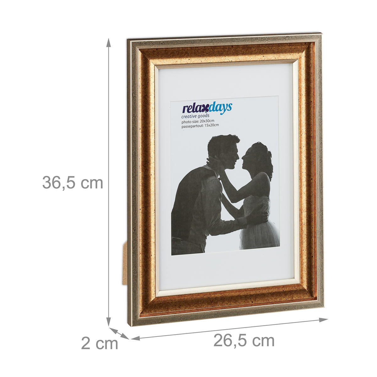 2XBILDERRAHMEN - Goldfarben, Glas/Kunststoff (26.5/36.5/2cm) - Relaxdays