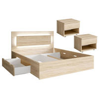 SCHLAFZIMMER-SET Fino mit Lattenrahmen sonoma eiche 3-teilig - Braun, Holz/Holzwerkstoff (160/200cm) - Feldmann-Wohnen