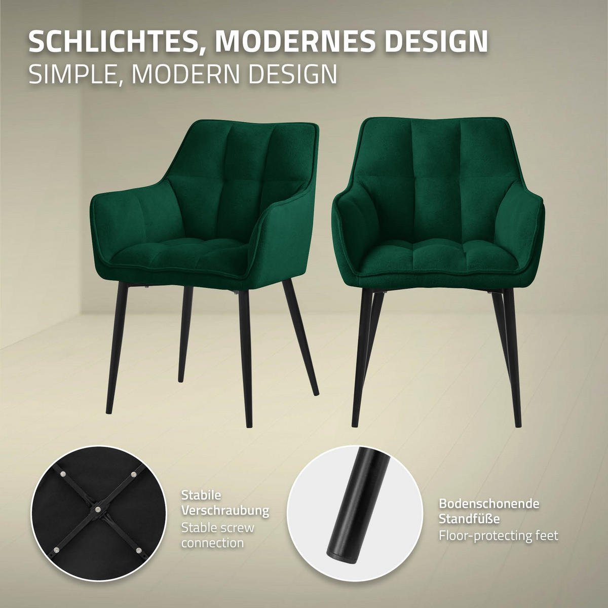 JÍDELNÍŽIDLA, SADA 6 KS, tmavě zelená froté látka - černá/tmavě zelená, kov/textil (63/90/57cm) - ML-DESIGN