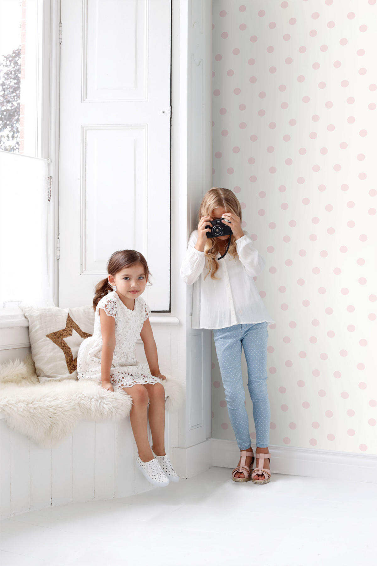 TAPETE Punkte 53 cm x 10.05 m - Pink, Papier (53/0.1cm) - Origin Wallcoverings