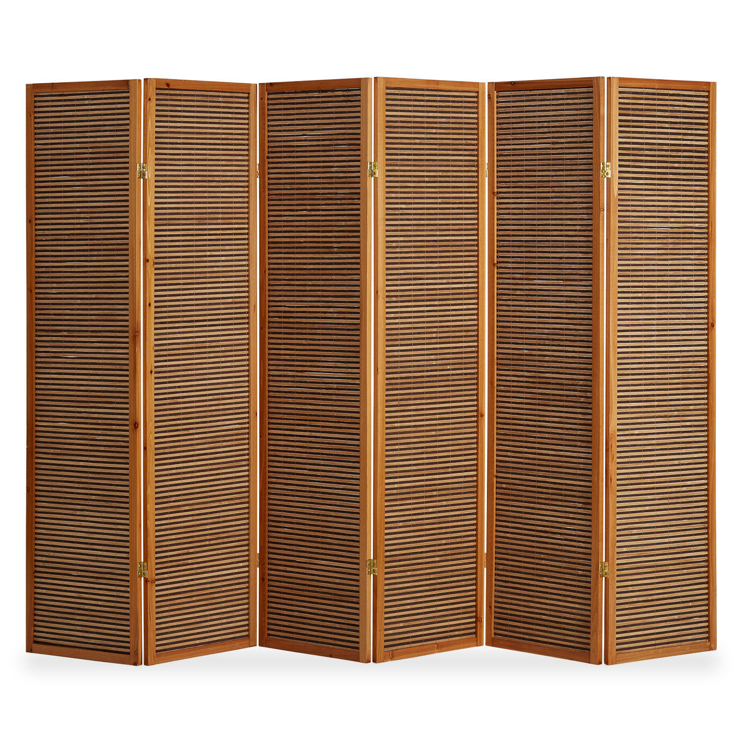 PARAVENT 6-tlg. 264/175 cm Braun Bambusstreben - Braun, Holz (264/175/2cm) - Homestyle4u