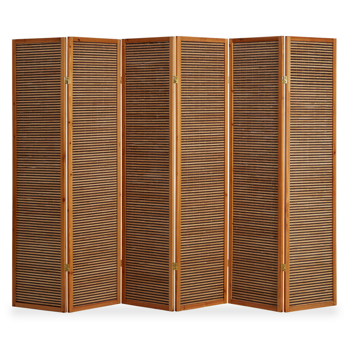 PARAVENT 6-tlg. 264/175 cm Braun Bambusstreben - Braun, Holz (264/175/2cm) - Homestyle4u