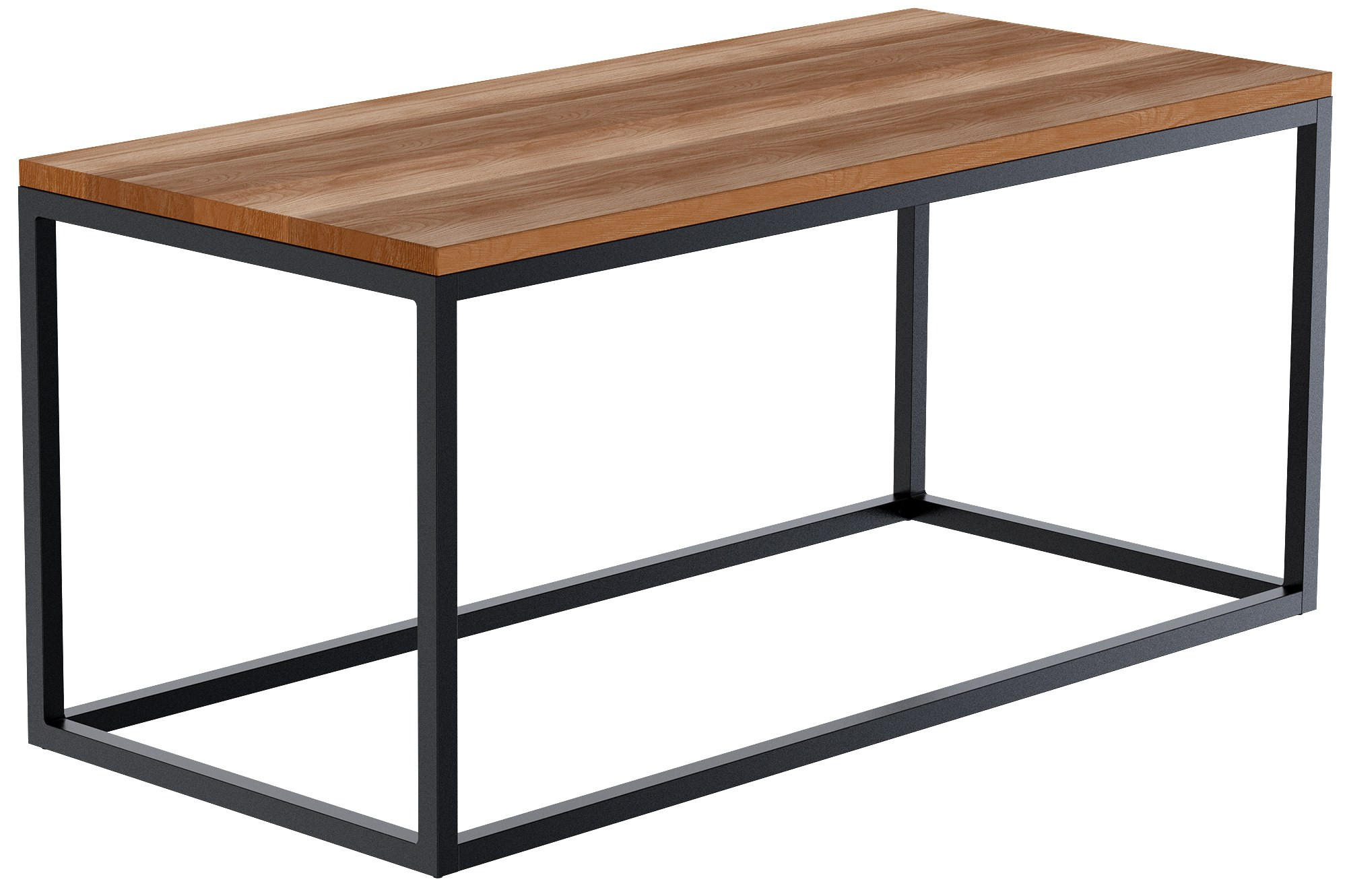 COUCHTISCH eckig 100/45/50 cm Holz Eiche - Eichefarben/Schwarz, Holz/Metall (45/100/50cm) - CLP
