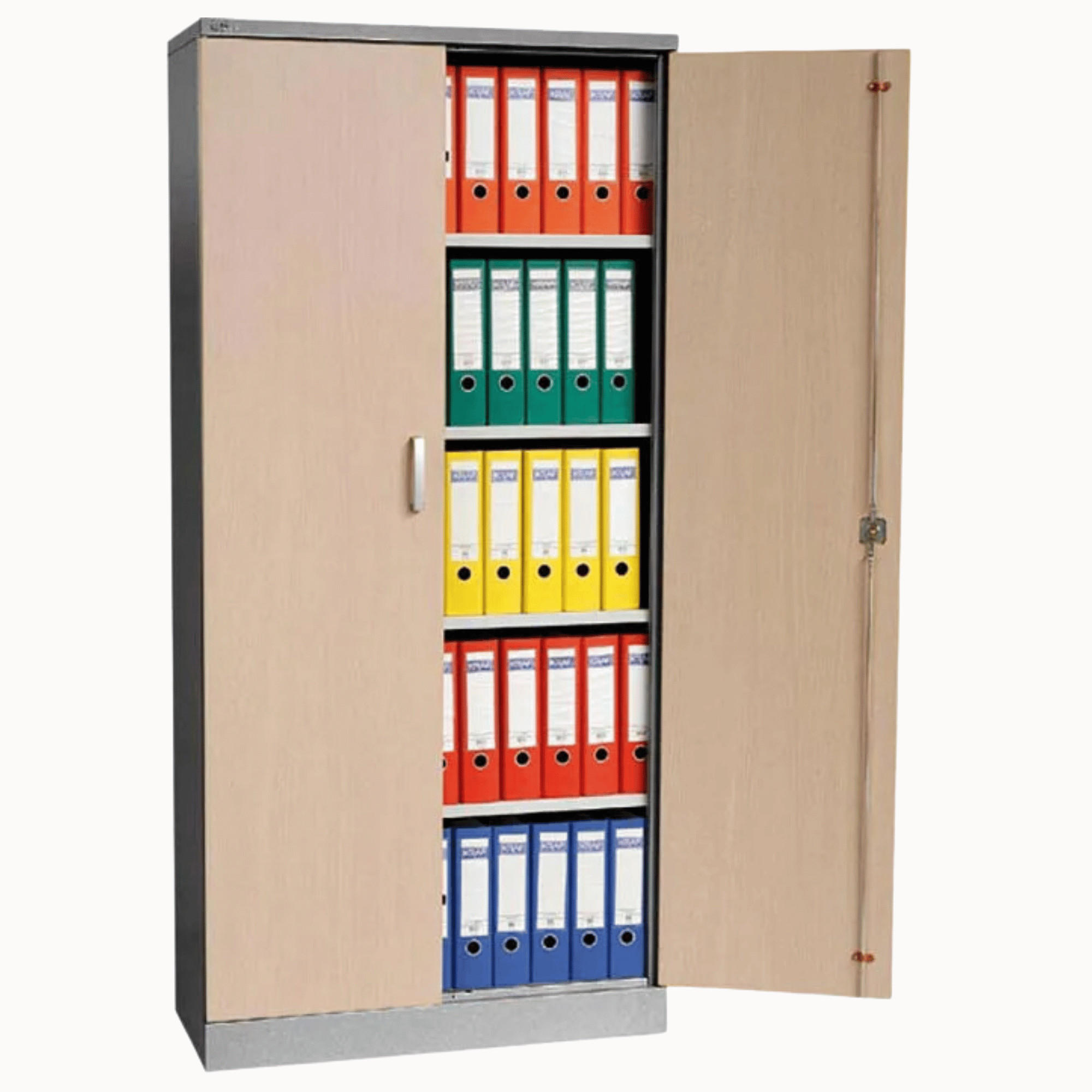 AKTENSCHRANK Beetle 4 Fachböden 195x92x42 cm Silber & Ahorn - Ahornfarben, Metall (92/195/42cm)