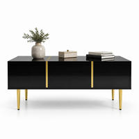 COUCHTISCH aus MDF 100x60x41,5 cm Schwarz Hochglanz mit 2 Schubladen - Schwarz, Holzwerkstoff (100/60/41.5cm) - IVMEU
