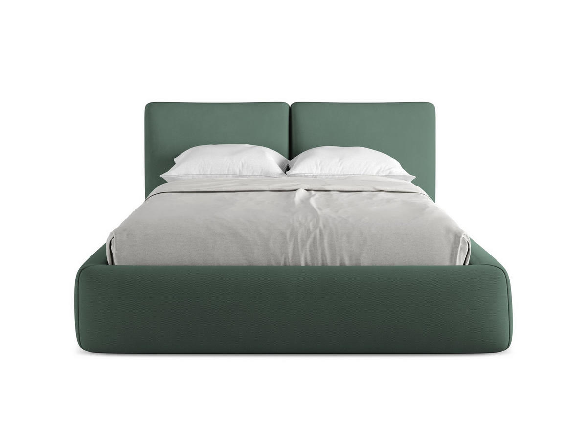 POLSTERBETT mit Bettkasten und Lattenrost 160x228 Grün - Schwarz/Grün, Kunststoff/Textil (140/200cm) - Makamii