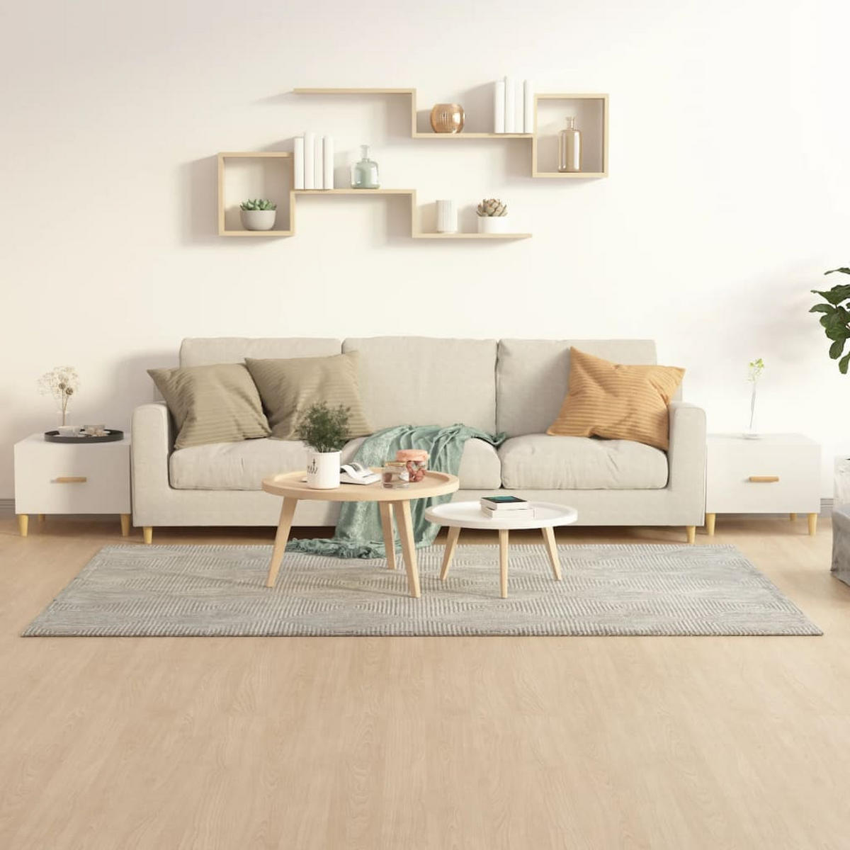 COUCHTISCHE 2 Stk. Hochglanz-Weiß 50x50x40 cm Holzwerkstoff - Weiß, Holzwerkstoff (50/50/40cm) - furnicato