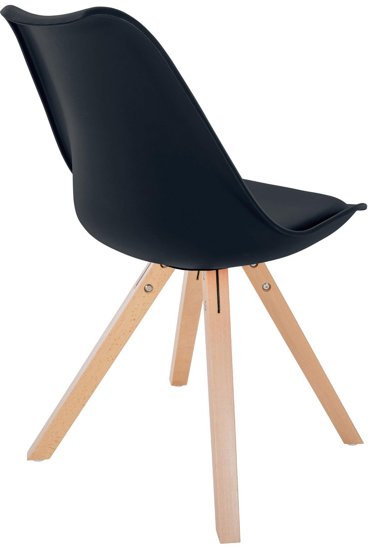 STUHL Kunststoff schwarz - Schwarz/Naturfarben, Holz/Kunststoff (48/81/54cm) - CLP