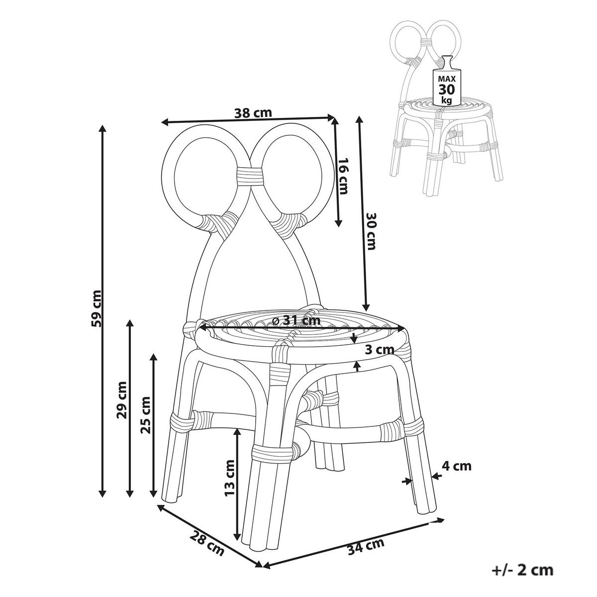 KINDERSESSEL Naturfarben Mirtia - Naturfarben, Naturmaterialien (34/59/28cm) - Beliani