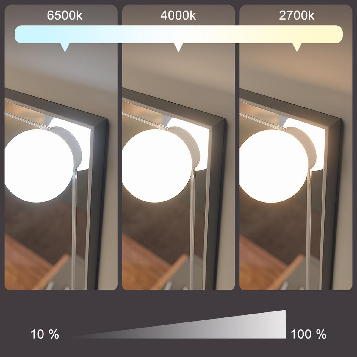 SCHMINKTISCH Karen Weiß/Artisan 110 cm mit Hocker und LED-Lichterkette - Weiß/Eiche Artisan, Holzwerkstoff (110/75/55cm) - Vicco