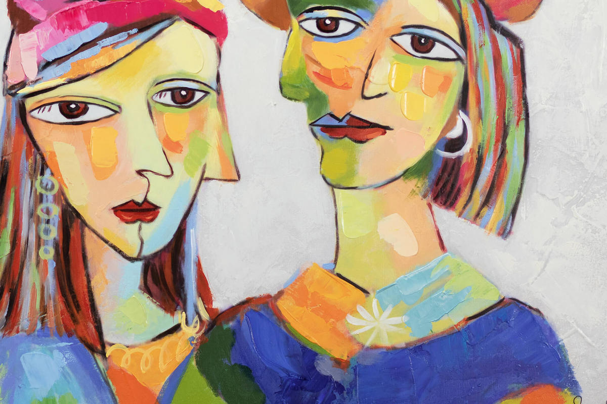 ACRYLBILD HANDGEMALT 120/60 cm - Blau/Gelb, Holz/Textil (120/60cm) - KUNSTLOFT