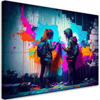 LEINWANDBILD Graffiti Street Art 90x60cm - Multicolor, Textil (90/60cm) - Feeby