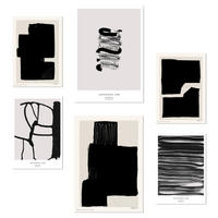 POSTER Set Mit 6 Japanische Tuschekunst Schwarzweiß A3 & A4 Rahmenlos - Klar, Papier (29/3cm) - Nacnic