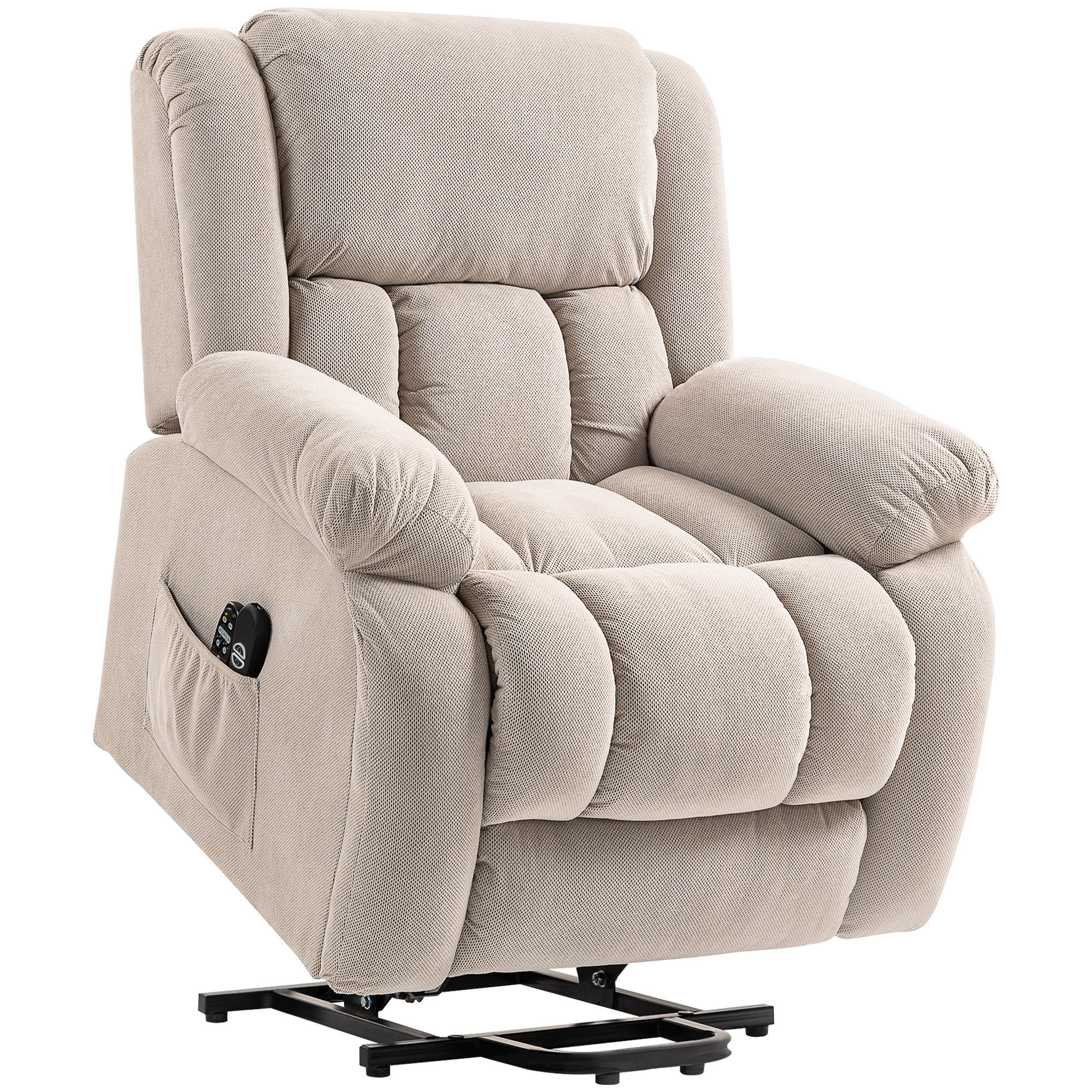 AUFSTEHSESSEL Samt Beige - Beige/Schwarz, Holz/Textil (104/100/93cm) - HOMCOM