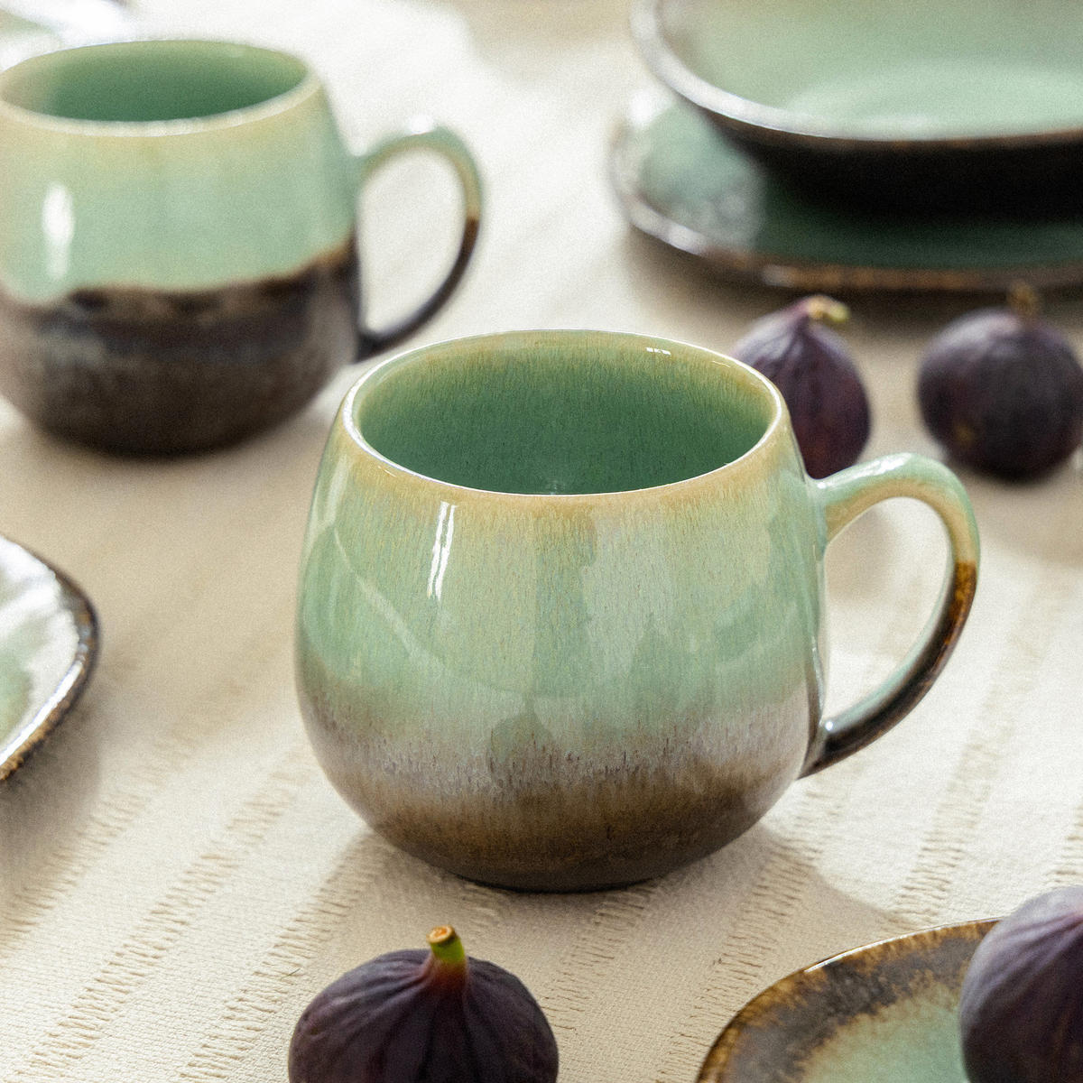 TASSE PRIMA 6-tlg, Salbeigrün - Salbeigrün, Keramik (13/9/10cm) - KONSIMO®
