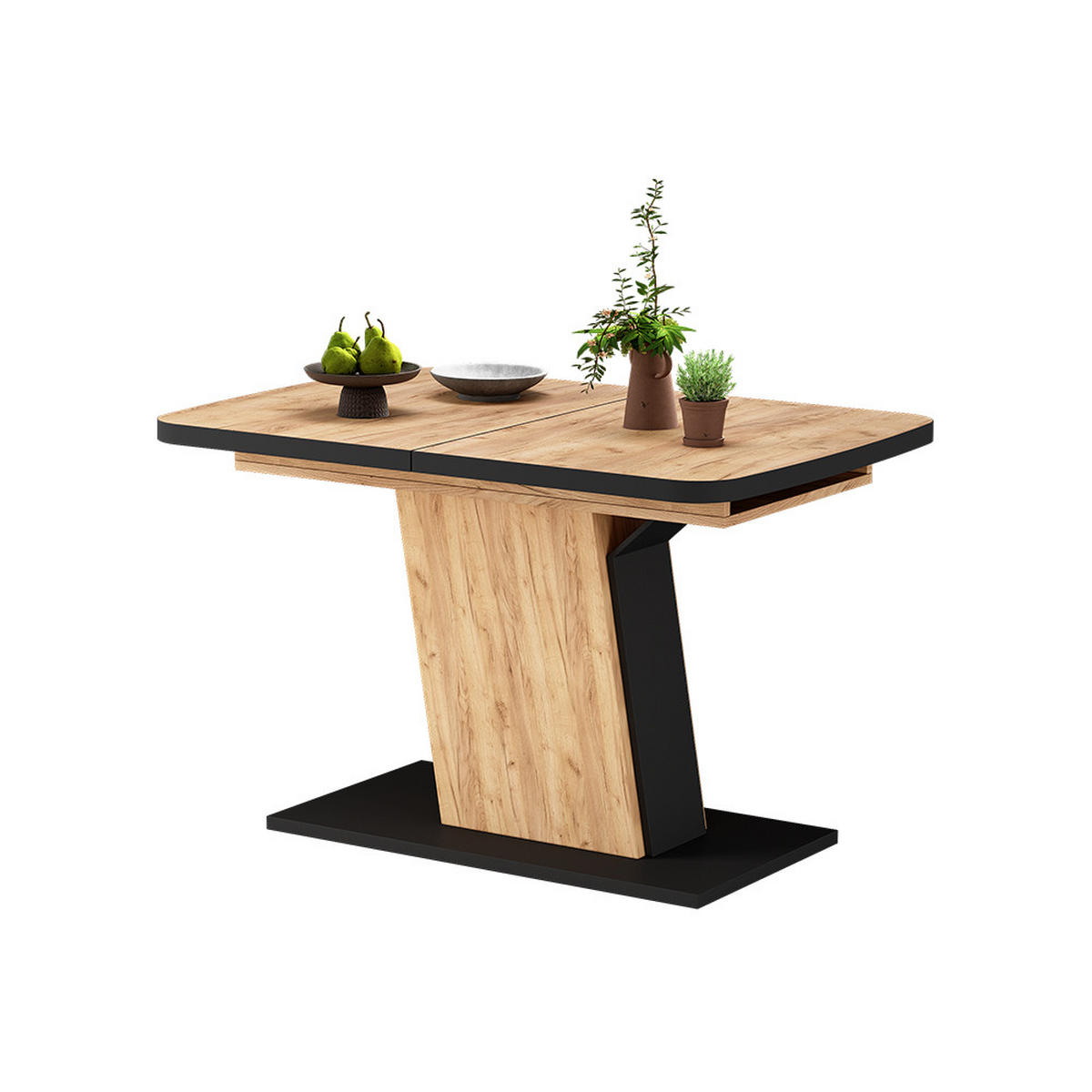 ROZKLADACÍ JEDÁLENSKÝ STÔL Fenaro Čierny/zlatý dub - čierna, kompozitné drevo (80/120/77.3cm) - Vicco