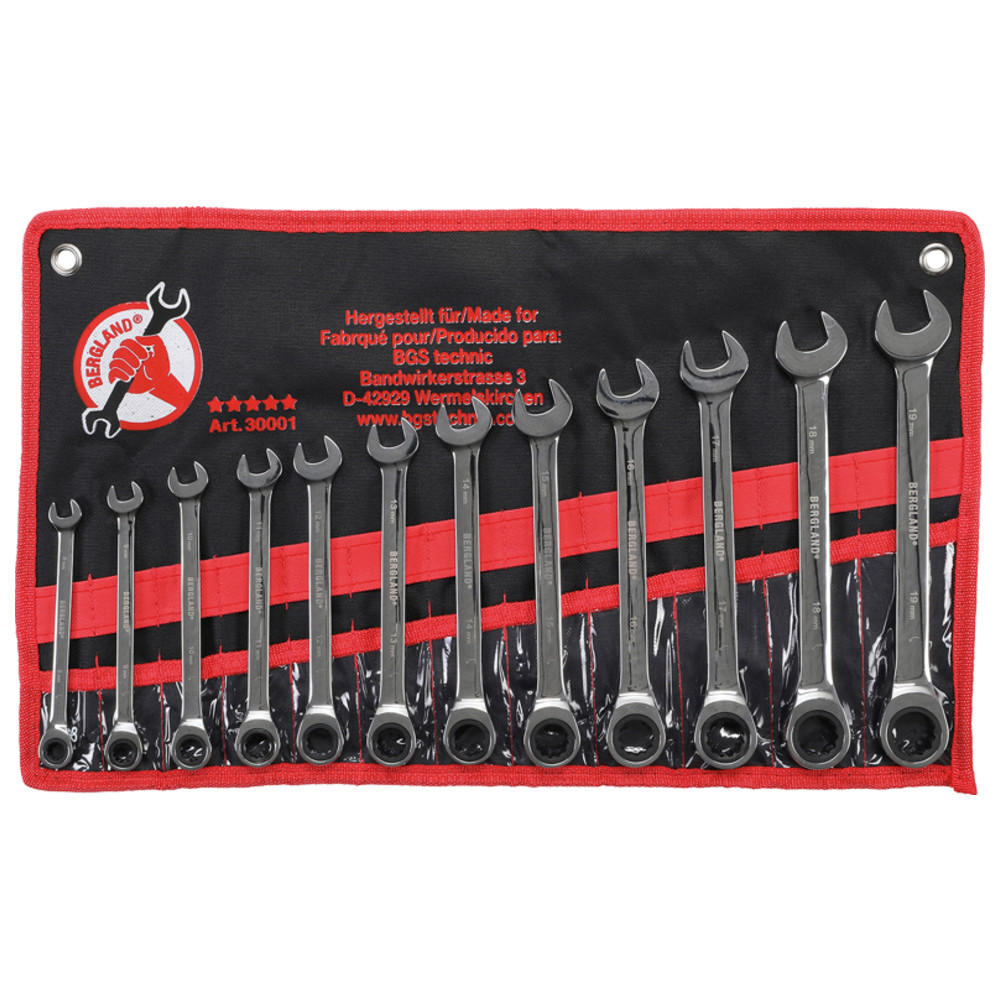 RATSCHENRING-MAULSCHLÜSSEL-SATZ, 12-teilig, 8-19 mm - Multicolor, Kunststoff (360/75/75cm) - BGS technic