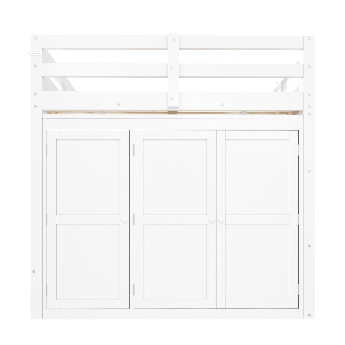HOCHBETT 140/200 cm DE-03381, mit integriertem Kleiderschrank, 2 Fenstern und LED-Beleuchtung, in Weiß - Weiß, Holz/Holzwerkstoff (140/200cm) - ComfortXL