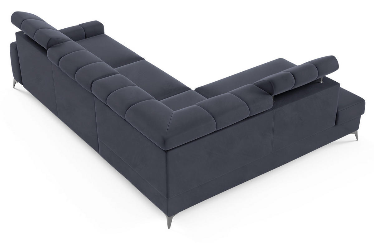 ECKSOFA London Dunkelgrau Velours - Dunkelgrau/Schwarz, Textil/Metall (274/203cm) - Selsey