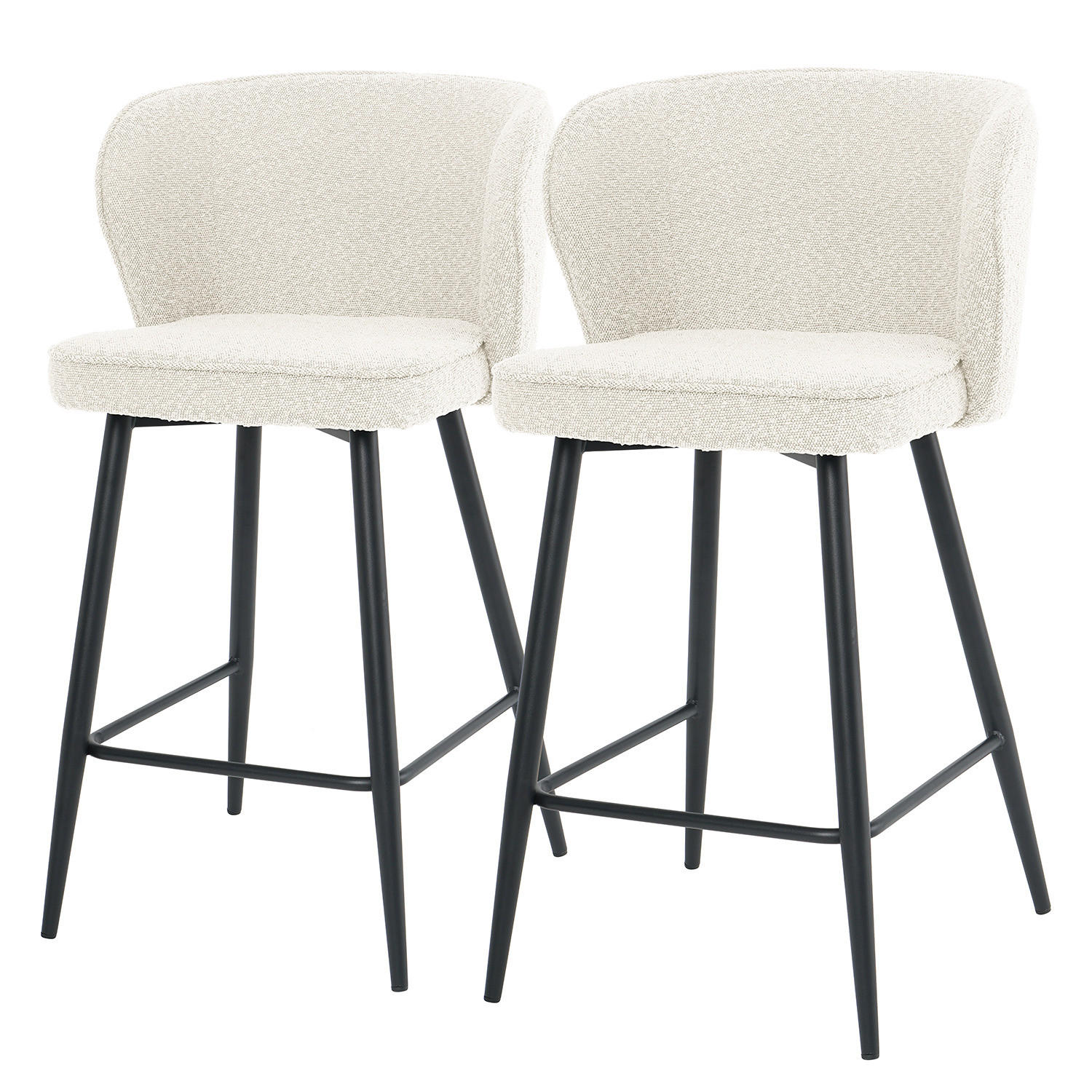 BARHOCKER - 2er-Set - Schwarz/Weiß, Kunststoff/Textil (49/97/53cm) - home24