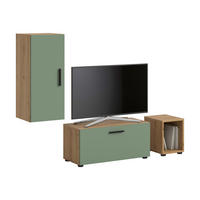 WOHNWAND Primo 3 tlg. (B/H/T: ca. 75/34/34 cm) in Artisan Oak Nachbildung/Smoke Green - Eiche Artisan, Holzwerkstoff (75/34/34cm)