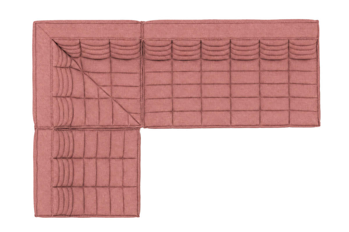 ROHOVÁ SEDAČKA modulární ve tvaru L, plyšová tkanina Pop, Růžová, Levá strana, LAZY L Mini - růžová, dřevo (253/173cm) - Kaiser Möbel