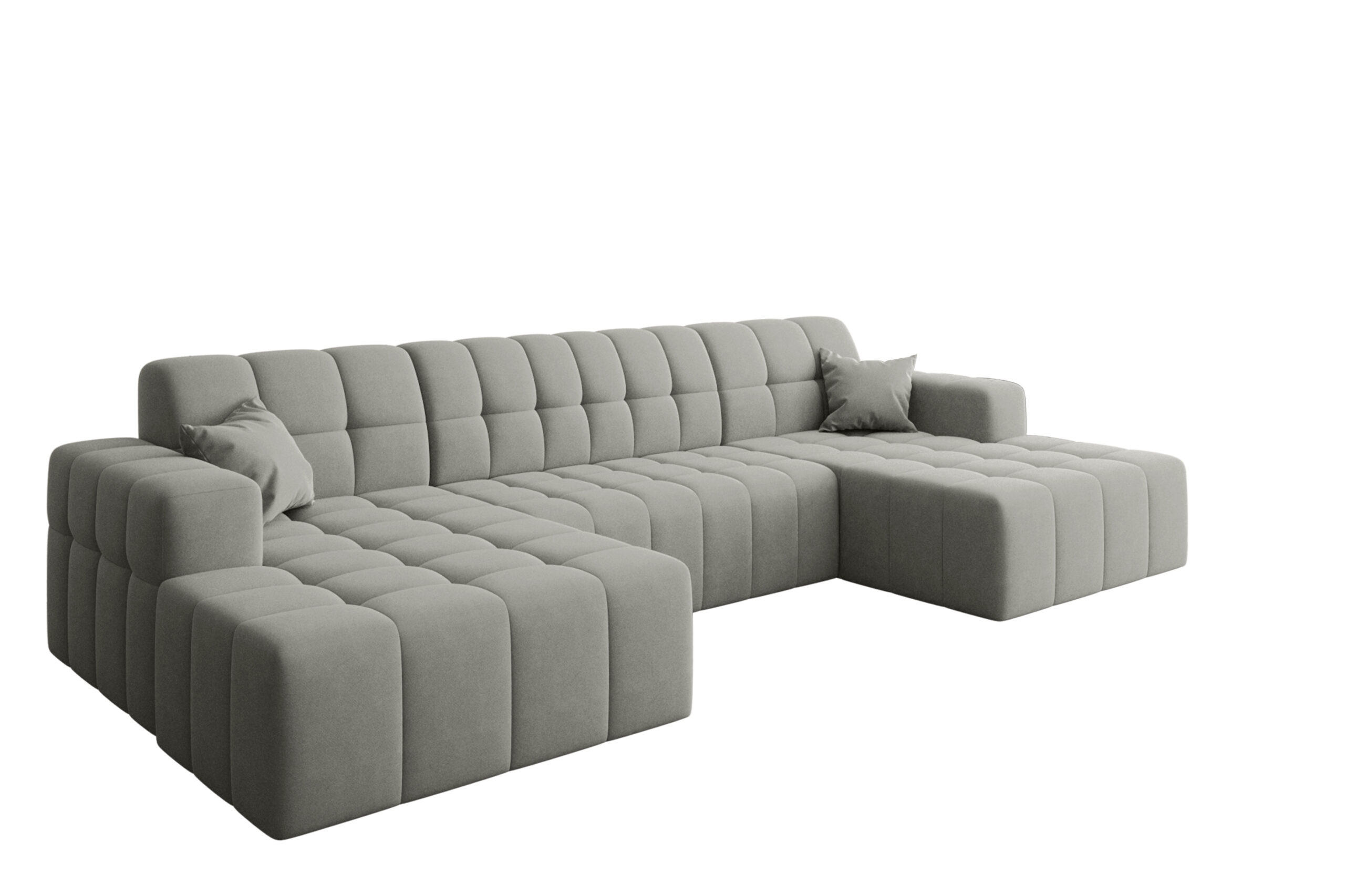 ECKSOFA U-Form Nimes Stoff Portland Grau - Grau, Holz/Textil (168/350cm) - Kaiser Möbel