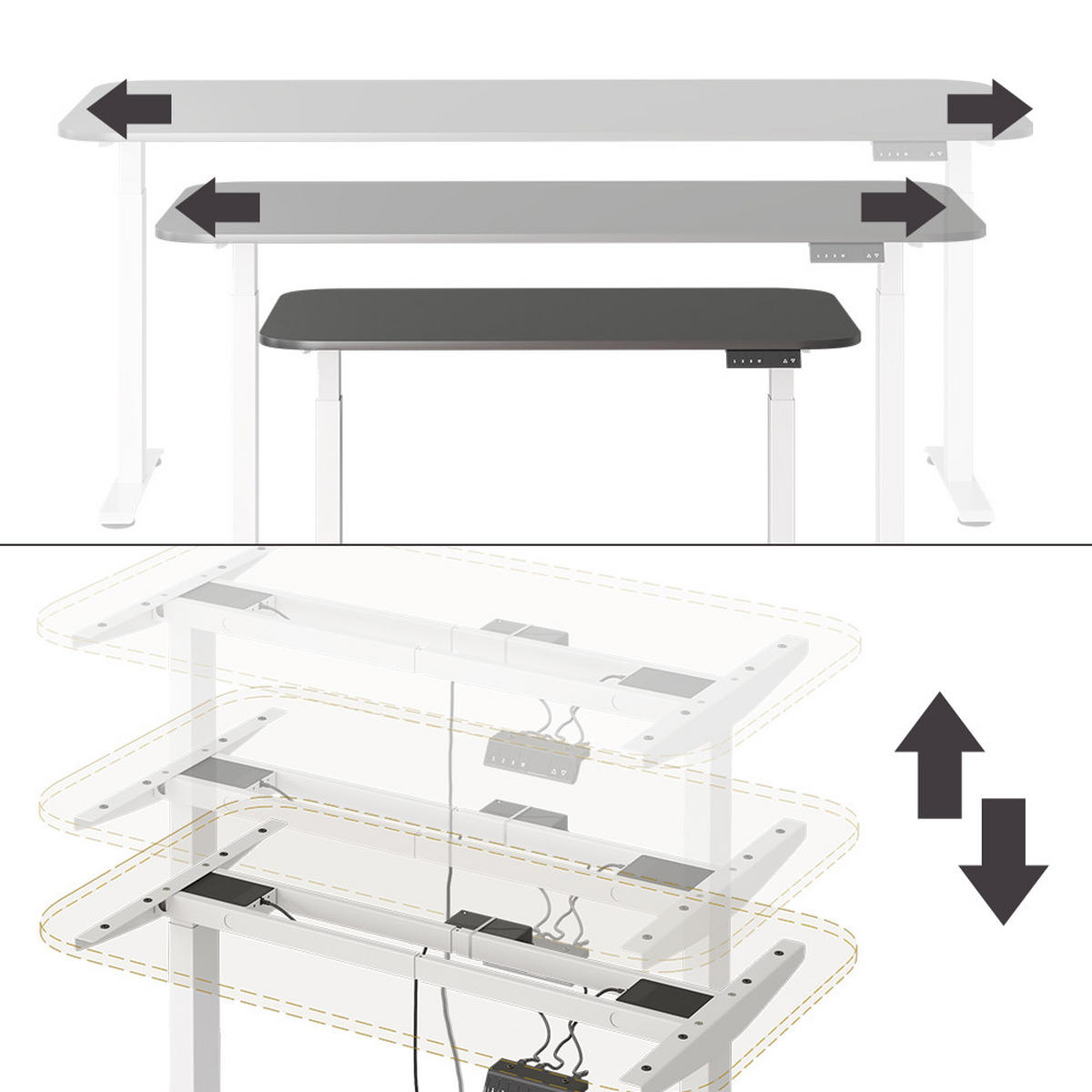 PSACÍ STŮL Elevate Bílá/antracitová - bílá, kompozitní dřevo (70/120/120cm) - Vicco