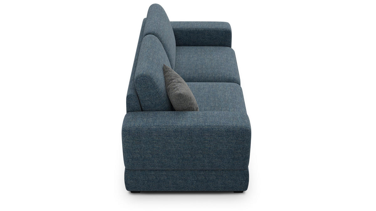 SOFA OTTO 3-Sitzer, marineblau - Blau/Schwarz, Holz/Textil (201/89/98cm) - Courtois Laville