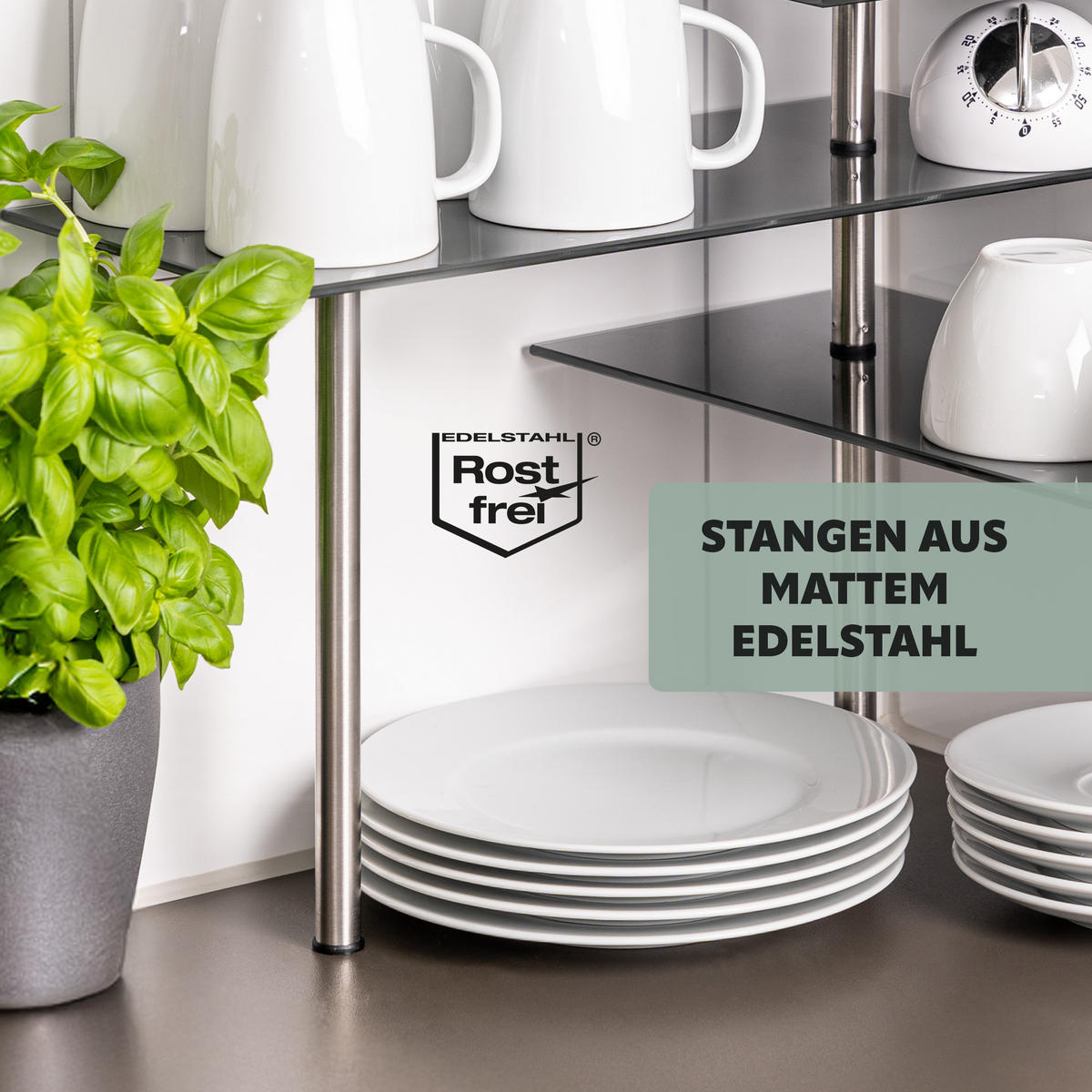 ECKREGAL, grau - Grau, Glas (42/35/42cm) - bremermann