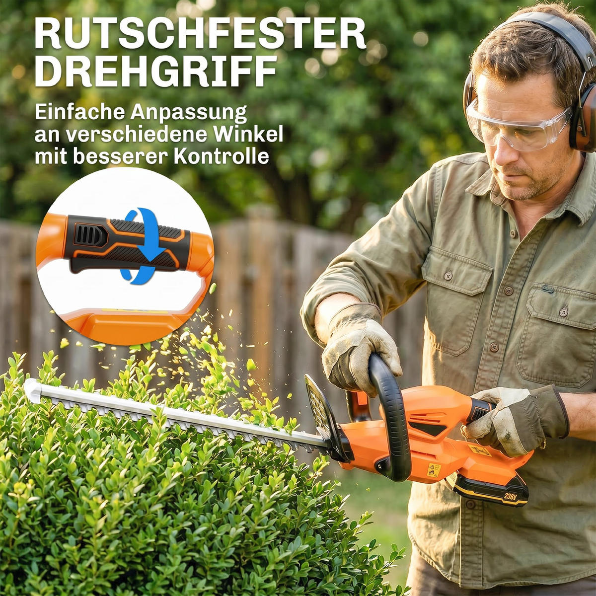 HECKENSCHERE ABS 65Mn Orange - Orange, Kunststoff (19/17/94cm) - Outsunny