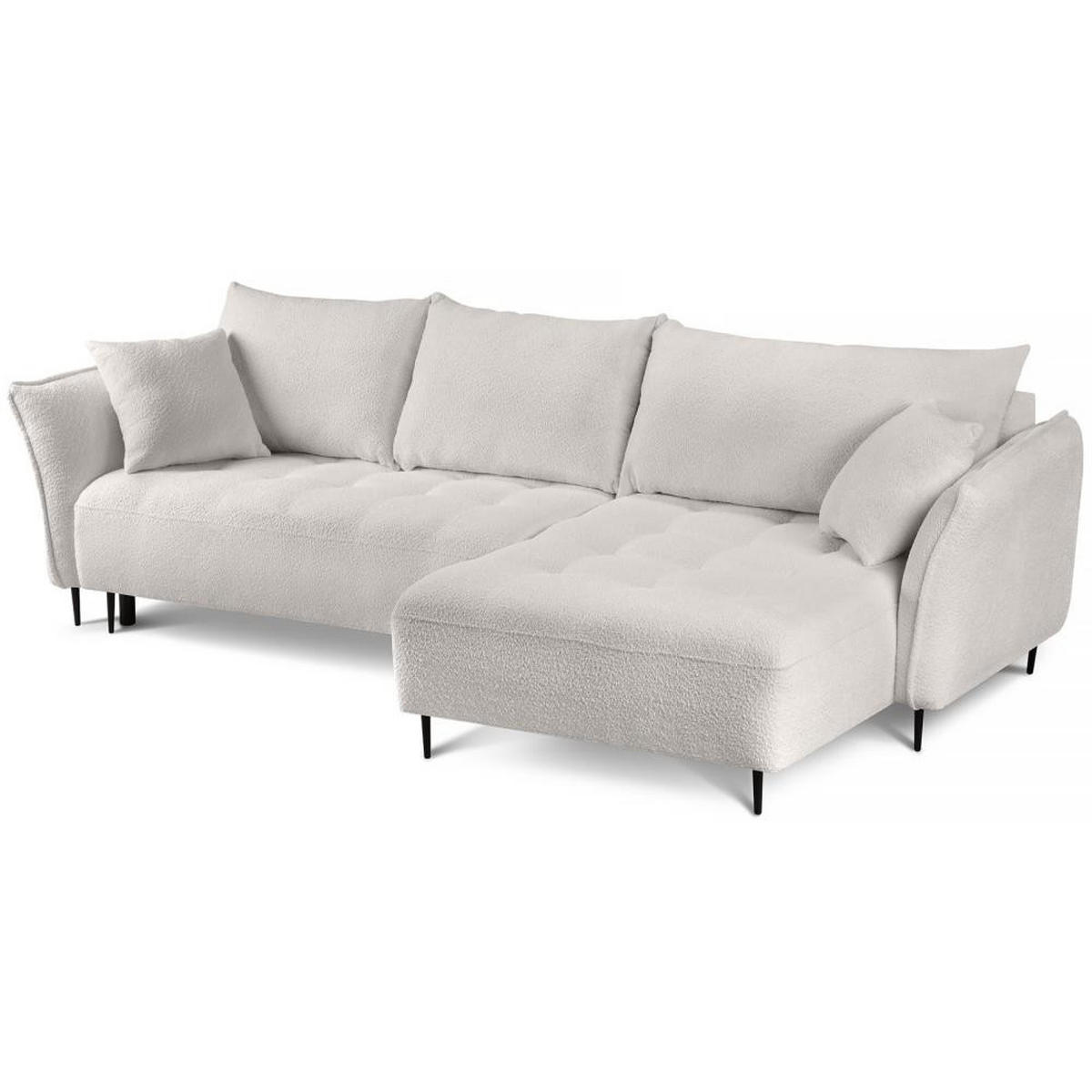 ECKSCHLAFSOFA Bari rechts beige - Beige/Schwarz, Textil (276/158cm) - Beautysofa