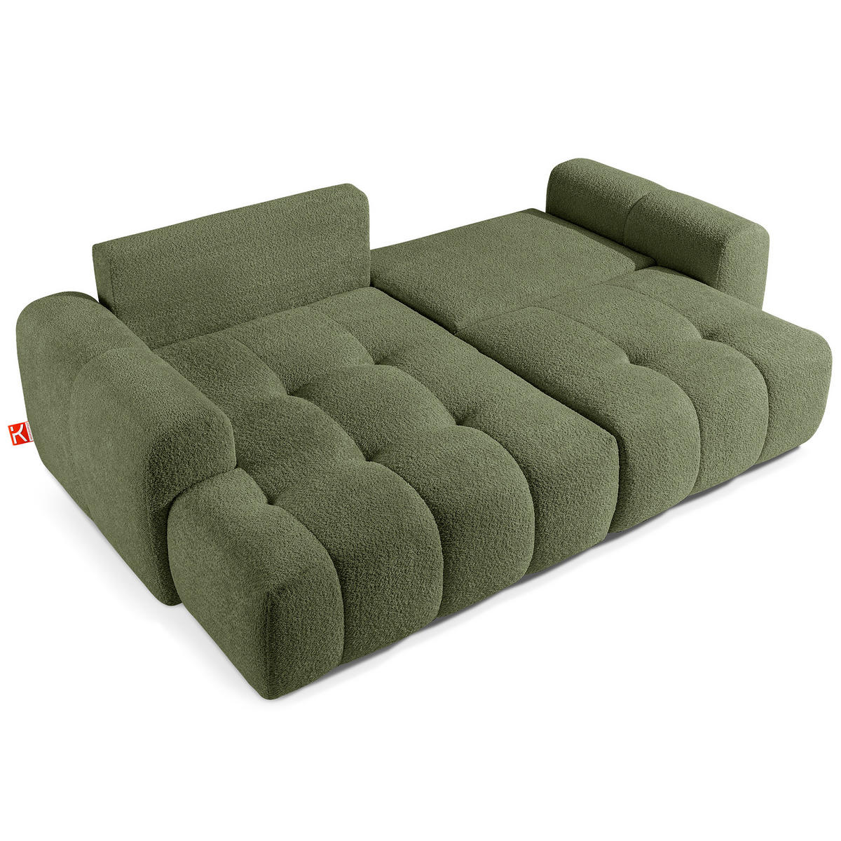 ECKSOFA LINKS RAVIA, Bouclé, Olivgrün - Olivgrün, Holz/Textil (256/104cm) - KONSIMO®