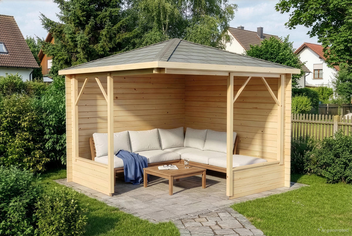 GARTENHAUS Holz Maik - Naturfarben, Holz (318/260/318cm) - Alpholz