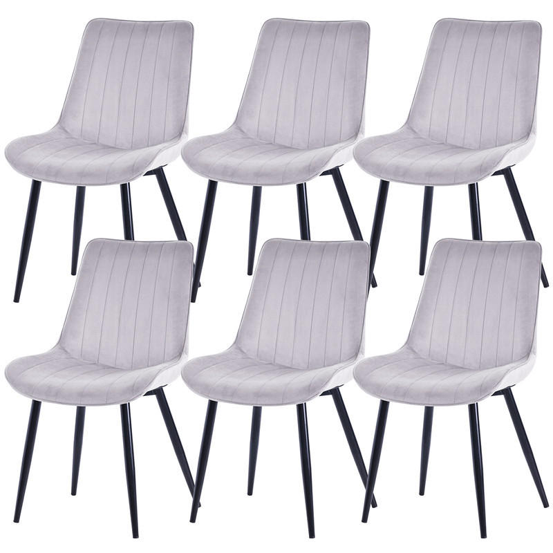 STUHL-SET 6 Stück aus Samt in Modernem Stil-YZ1 - Hellgrau, Textil (53/88/62.5cm) - HOMAVO