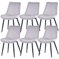 STUHL-SET 6 Stück aus Samt in Modernem Stil-YZ1 - Hellgrau, Textil (53/88/62.5cm) - HOMAVO