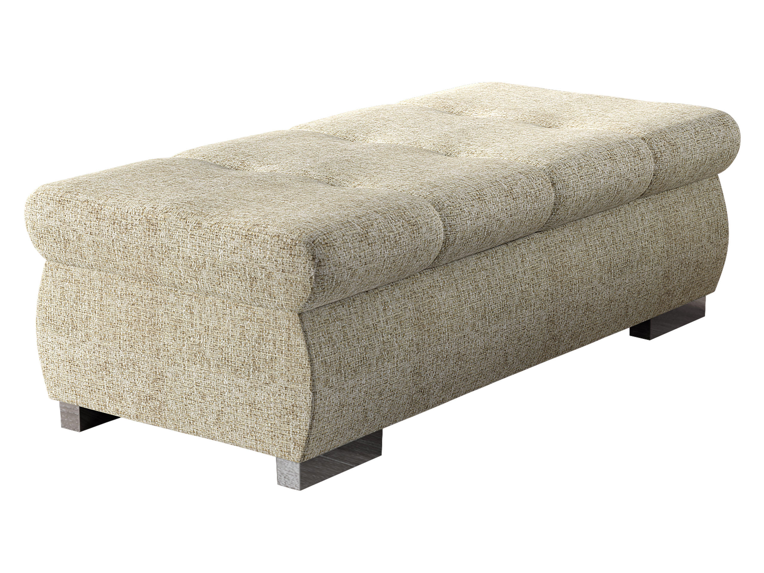 POLSTERHOCKER Orkan Groß - Beige/Silberfarben, Holz/Textil (120/39/60cm) - MIRJAN24