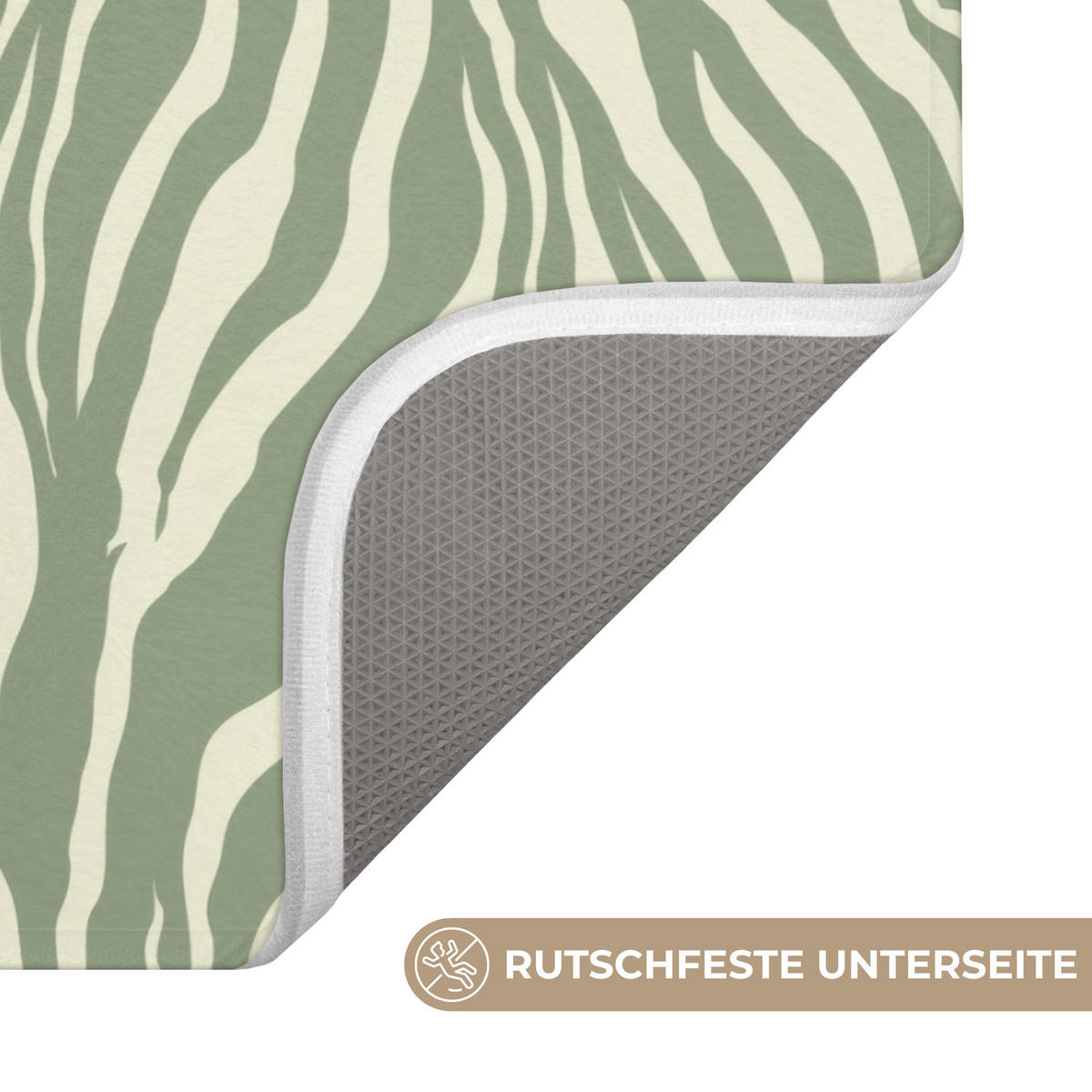 KOUPELNOVÁ PŘEDLOŽKA Zebra - Motiv - zelená 60x40 cm - šalvějově zelená, textil/plast (60/40cm)