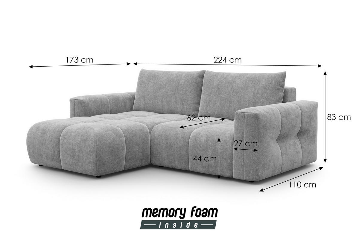 ECKSOFA VERONA 3-Sitzer links, Grau - Schwarz/Grau, Holz/Textil (224/173cm) - Courtois Laville