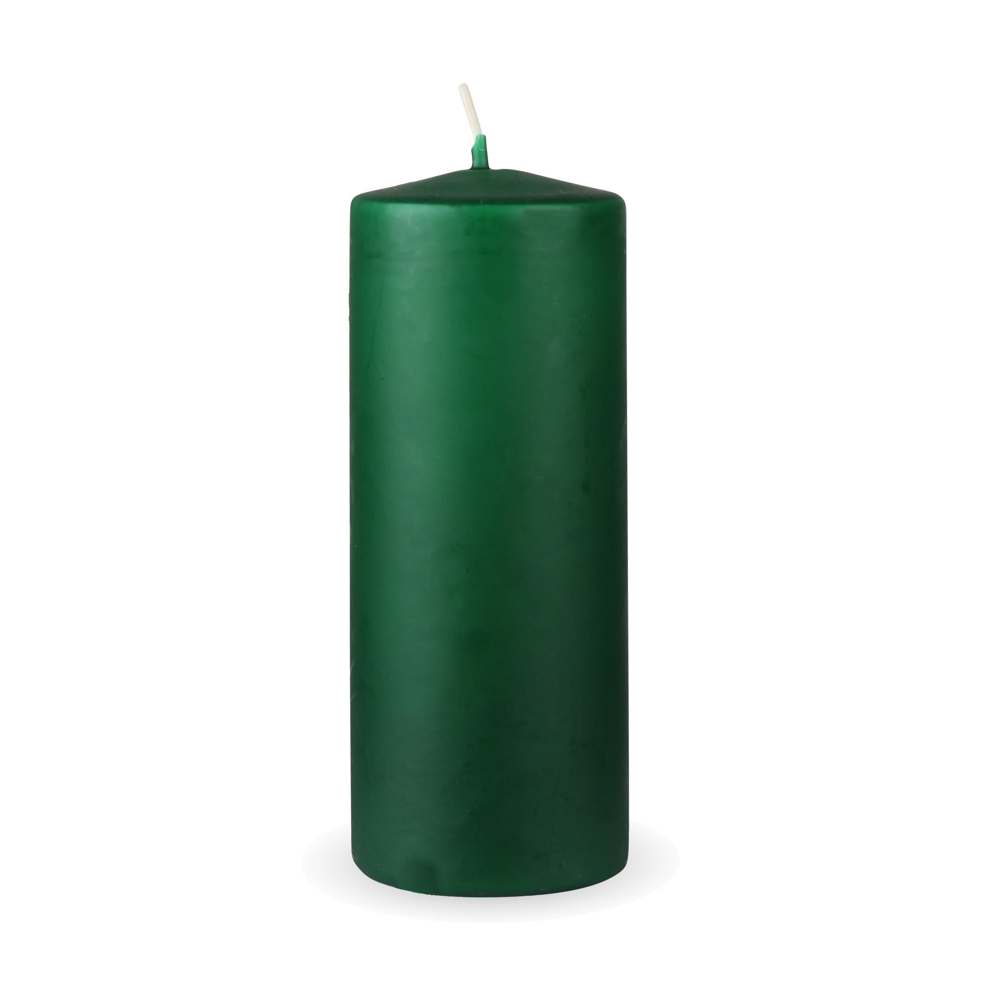 STUMPENKERZEN "Dunkelgrün", Größe Ø7cm x Höhe: 16 cm - Dunkelgrün, Naturmaterialien (7/16cm) - HS Candle