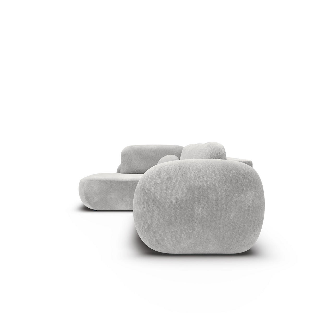 ECKSOFA AMICO II L-S Hellgrau Geflochtener Stoff mit Schlaffunktion - Hellgrau, Holz (289/190cm) - MASSENO