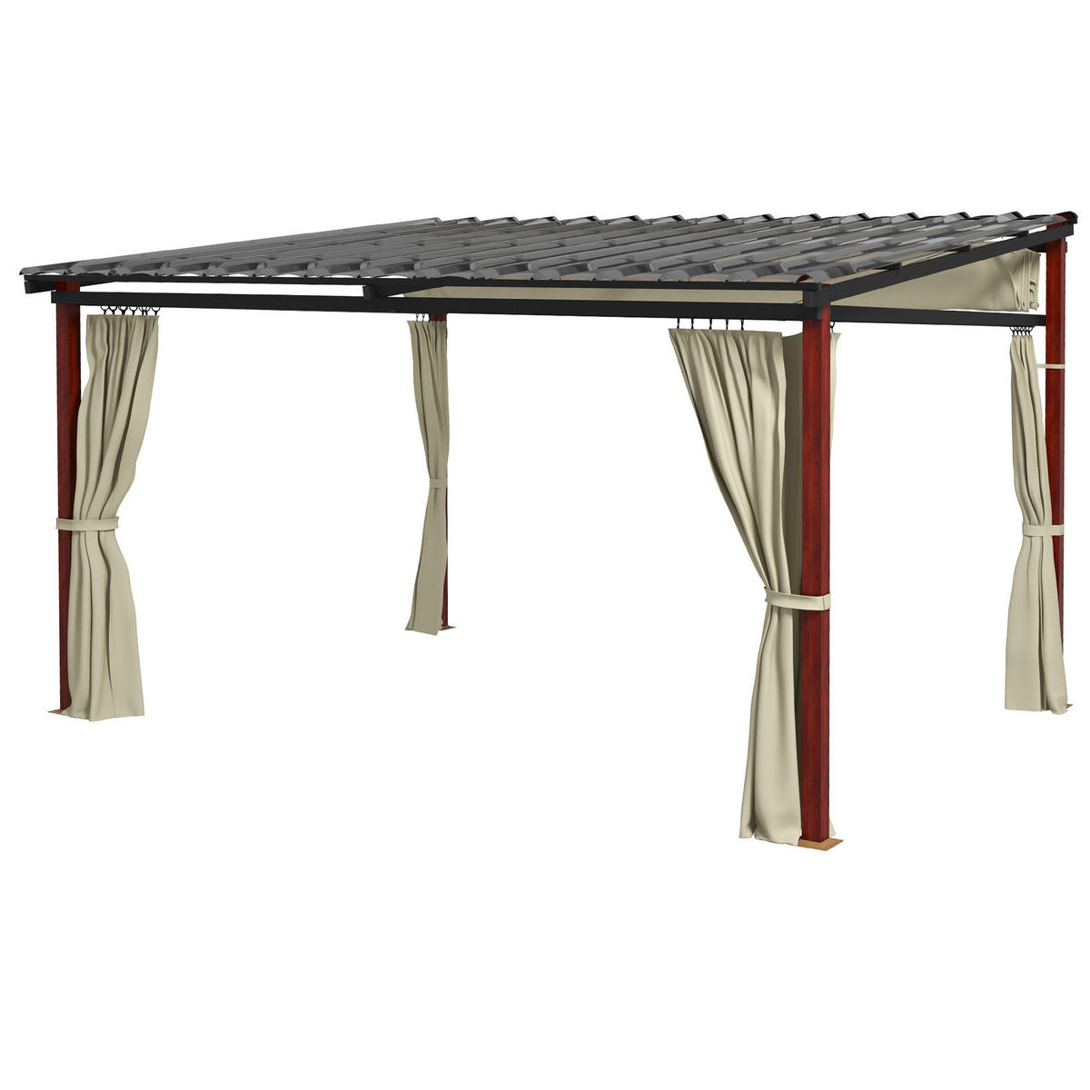 GARTENPERGOLA versenkbare Gartenpergola, wetterbeständog, inkl Befestigungsmaterial, Beige - Beige, Kunststoff (345/255/300cm)